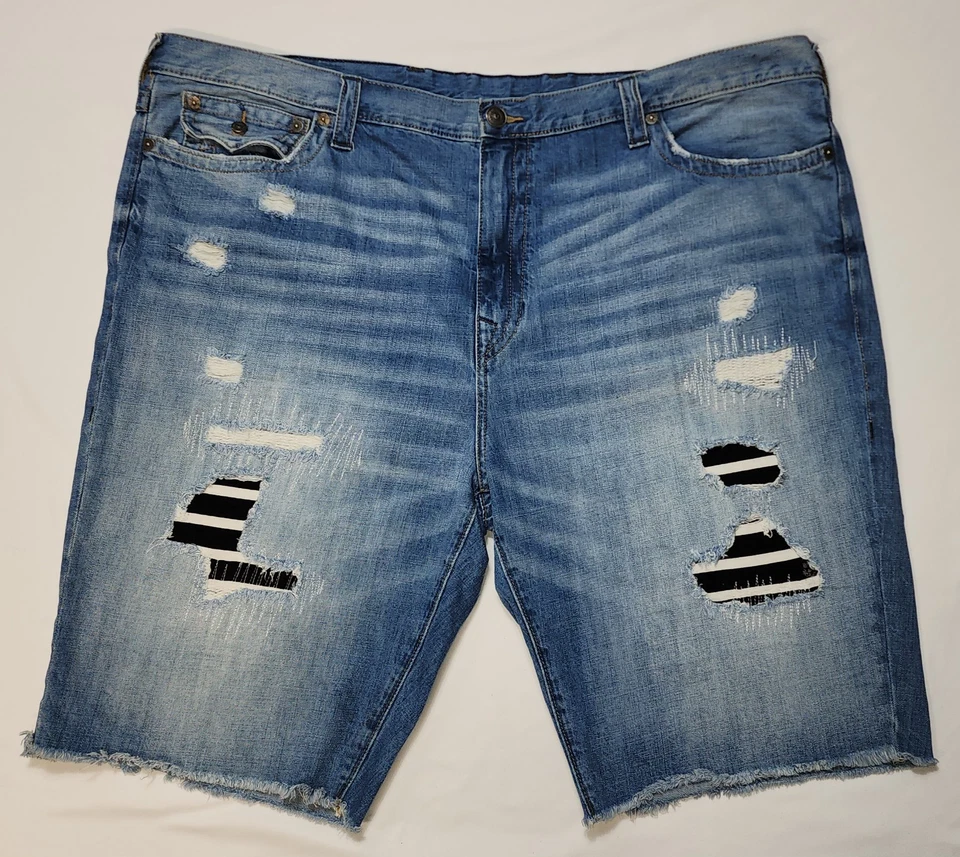 True Religion Men Big & Tall Ricky Relaxed Straight Bermuda Ripped Shorts Sz 50 - Image 1 of 4