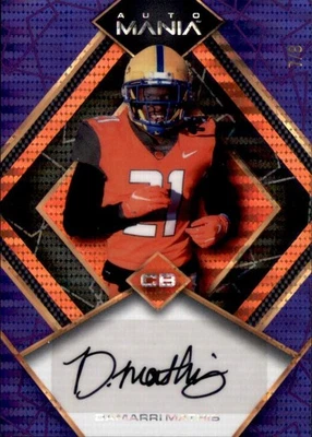 2022 Wild Card Auto Mania Damarri Mathis Diamond Pulsar Purple Rookie RC #d/8 - Image 1 of 2
