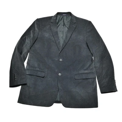Adolfo Blazer Mens 46L Charcoal Gray Corduroy 2 Button Notch Lapel Sport Coat - Image 1 of 4