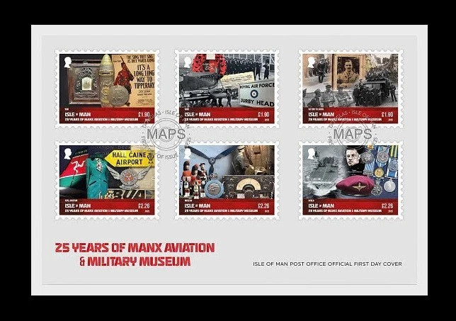 iom 2025 isle man 25th Ann Aviation Military Museum avion medal soldiers 6v FDC - Image 1 of 1