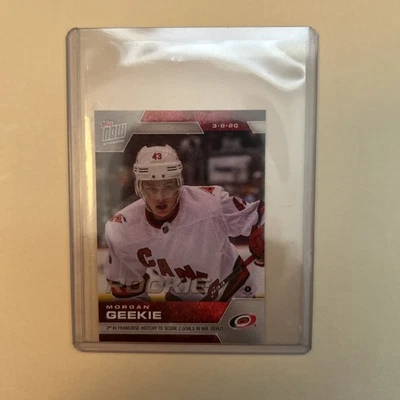 2019 -20 Topps Now Stickers Morgan Geekie Rookie # 203  2 Goals in NHL Debut - Image 1 of 2