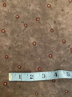 1 yd Moda Fabric Pieces From My Heart Sandy Gervais Primitive Taupe Flower 39" - Image 1 of 4