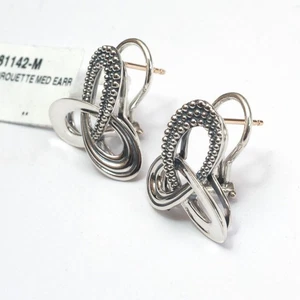 LAGOS New Sterling Silver Pirouette Medium Earrings with Omega Backs & 14k Posts - Picture 1 of 7