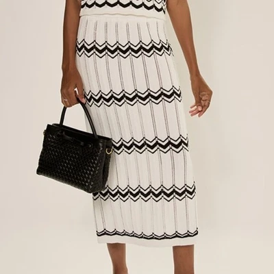 NWT Francesca’s Connie Chevron Striped Midi Skirt Women’s Small - Image 1 of 4