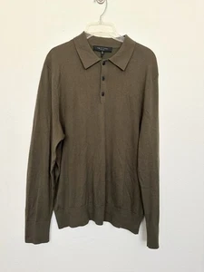 Rag & Bone Wool Silk Cashmere Long Sleeve Polo Sweater Green Minimalist Men's XL - Picture 1 of 7