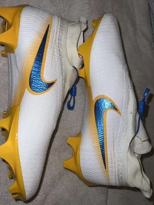 Nike Vapor Edge Elite 360 SMU PE Chris Harris Strap Cleats Size 12 White/Blue - Image 1 of 4