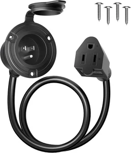 Shore Power Inlet Plug 15 Amp 125V AC Port Plug with Waterproof Cover, RV Electr - Picture 1 of 7
