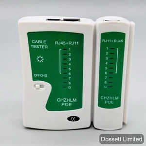 Network Cable Tester PoE Ethernet for lAN Cat7 Cat6 Cat5 RJ45 RJ11 network leads - Picture 1 of 4