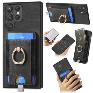 Funda tipo billetera de cuero con anillo magnético para teléfono Samsung Galaxy S25 Ultra S24 A31 - Imagen 1 de 13