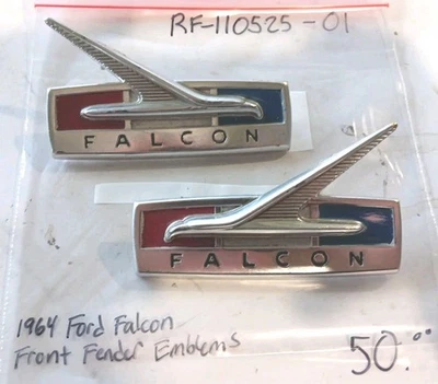 (2) Adornos emblemas guardabarros delantero original Ford Falcon 1964 #C4DB-16C098-A Foto 1 de 4