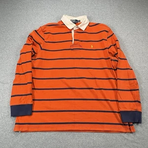 Vintage Polo Ralph Lauren Rugby Shirt Herren XXL Orange Navy Streifen Vintage Y2K - Bild 1 von 7