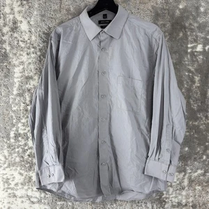 Pierre Cardin Sz L 16-16.5 32/33 Slim Fit Cotton Blend Casual Button Shirt Gray - Picture 1 of 9