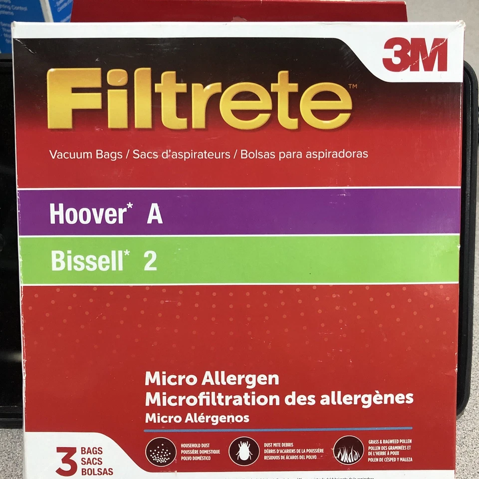 Filtrete 64700A Type A For Hoover Micro Allergen Replacement Vacuum Bags 3 Pack - Image 1 of 1