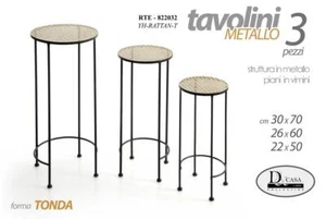3 COLONNA TAVOLINI TAVOLO METALLO CASA INGRESSO SALOTTO PORTAPIANTE 70-60-50cm - Foto 1 di 7