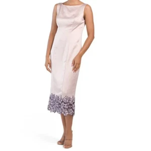 JS Collections Rose Hammered Satin Sleeveless Midi Dress Lace Hem Sz 18 NWT $249 - Picture 1 of 12