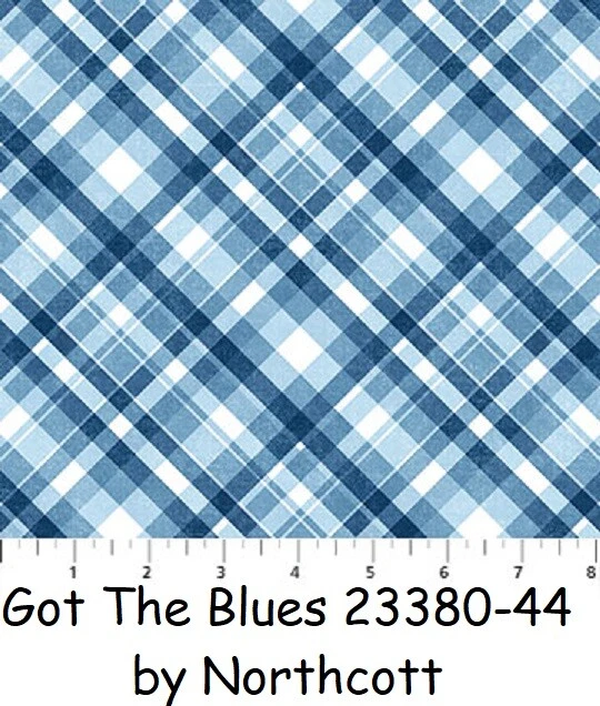 Tela de edredón de algodón a cuadros azul Got The Blues de Northcott 23380-44 a cuadros Foto 1 de 1