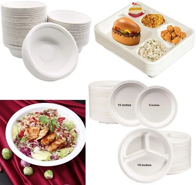 D MART Super Rigid Strong Bagasse Plates Disposable Party Plates Biodegradable - Image 1 of 4