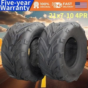 Set of 2 ATV Tires 21x7-10 Tubeless All-Terrain Replacement Tire for Quad&UTV - Picture 1 of 6