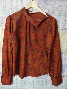 Vintage 70's Adelaar  Shirt ,Red/Orange w/Pattern Womens 14, Made in the USA - Picture 1 of 22