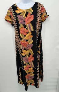VTG Hawaiian Reserve Collection Black Pink Tropical Floral L Sheath Maxi Dress - Picture 1 of 10