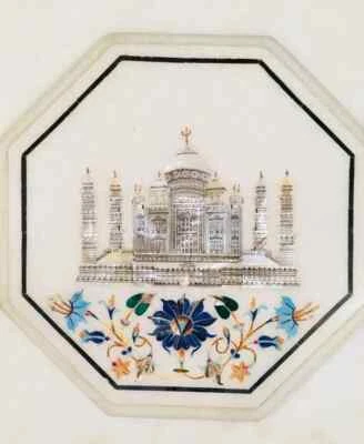 15" Octagonal Marble Tabletop or wall decor floral art – Handmade Geometric Art - Image 1 of 4