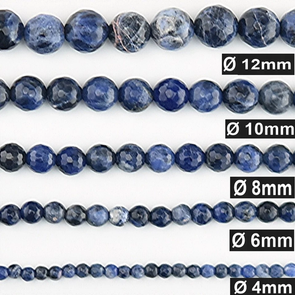 Edelstein Perlen Kugeln Sodalith facettiert Strang Ketten Schmucksteine 4mm-12mm - Bild 1 von 1