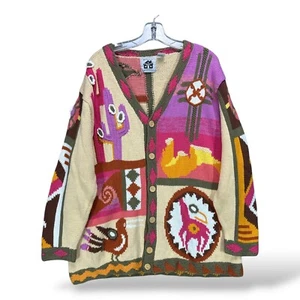 VTG Storybook Knits Sweater Cardigan Southwestern Desert Cactus Plus Size 2X - Picture 1 of 17
