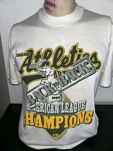 Vintage 1989 Oakland Athletics A's T-Shirt L weiß World Series Starter Champs - Bild 1 von 9