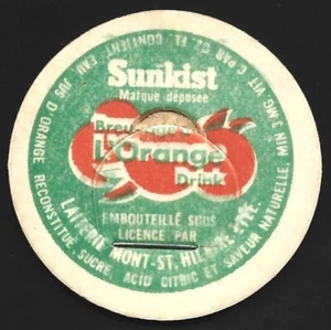Sunkist Juice-Drink Milk Bottle Cap from Laiterie Mont-St.Hilaire, Qué, Canada - Picture 1 of 2