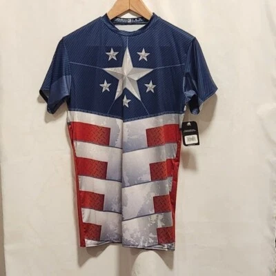 Camiseta Pullover Boombah Ajustada Jóvenes Niños XL Roja/Blanca/Azul Capitán América Atleta Foto 1 de 4