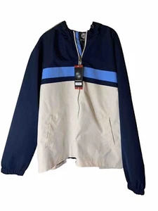 Weatherproof Mens Blue Colorblock Full Zip Windbreaker Hood Jacket Size XL NWT - Picture 1 of 10