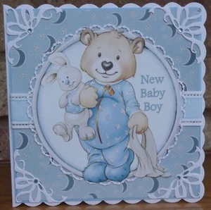 Auction Sale Handmade children's new baby Boy card blue soft rabbit - Picture 1 of 1