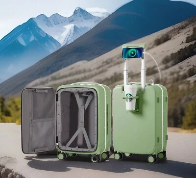 Equipaje de mano Mixi 20 pulgadas giratorio verde aguacate apertura frontal portavasos nuevo Foto 1 de 4