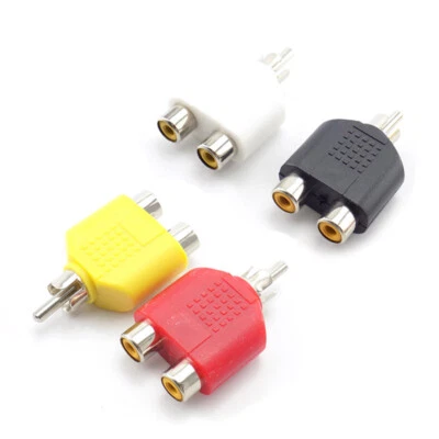 3.5mm RCA Y Splitter Audio Video Plug Converter 1 Male to 2 Female Cable Adapter - Image 1 of 4