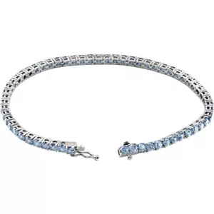 Pulsera de tenis aguamarina 7,25" en oro blanco 14 K - Imagen 1 de 2