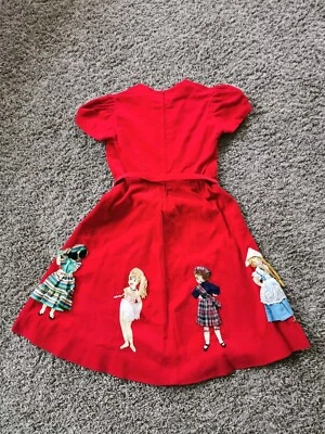 Vestido vintage años 70 hecho a mano para niñas terciopelo rojo talla 6-7 años  Foto 1 de 4