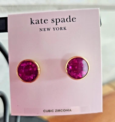 Kate Spade - Piscina Reflectante - Bisel Redondo Pendientes - Fucsia - Nuevo con Etiquetas - $48 Foto 1 de 4
