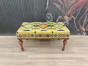 Handmade Furniture, Footstool Ottoman, Kilim Rug Bench, Long Seat, Bedroom bench - Picture 1 of 12