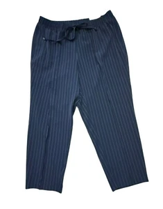 Lane Bryant marineblau gestreifte Hose Größe 20 Pull-On mittelhoher Bund Knöchel Freizeit neu mit Etikett - Bild 1 von 3