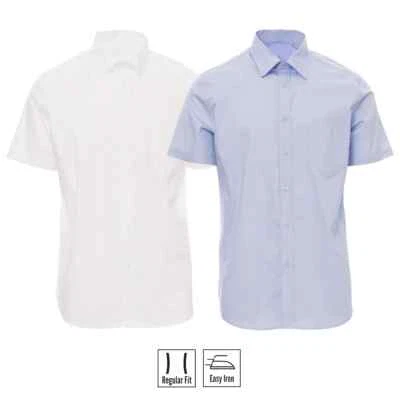 Camicia Uomo Manica Corta Cotone Finissimo "Facile Stiro" Colletto Classico - Immagine 1 di 3