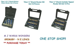 Titan 1/4 Zoll & 1/2 Zoll Schaft Küche Monteure Router Set, 1/4 Zoll Schaft hartmetallbestückt - Bild 1 von 7