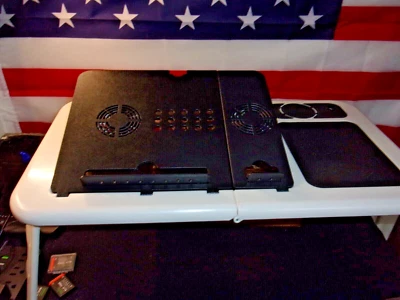 Futuristic Portable/Collapsible Multimedia  DeskStand/Table w/CoolingFan! 24"x12 - Image 1 of 4