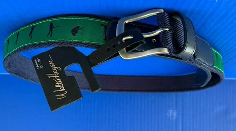 Walter Hagen Canvas & Leather Golf Print Belt Large 35-38 Inch New with Tag $50 Cover
