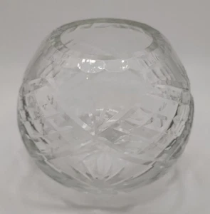 Crystal Cut Glass Round Ball Shape Vase Rose Bowl Sphere Globe Leaded 4" tall - Picture 1 of 6