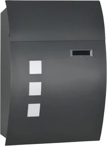 HOMCOM Weatherproof Wall Mounted Letter Box Post Box with Keys Anthracite Grey - Picture 1 of 10