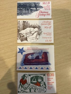Royal Mail GB Elizabeth MNH 4 Booklets FX4,7-9 Type A Cyl #s Cat Value 33.50 - Image 1 of 2