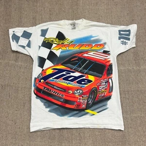 Vintage Ricky Rudd Shirt Mens XL White 1990s Nascar All Over Print - Picture 1 of 9