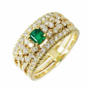 Ponte Vecchio Emerald 0.28ct Diamond 0.94ct Ring 18K YG 750 Size6.75US 90237884 - Picture 1 of 7