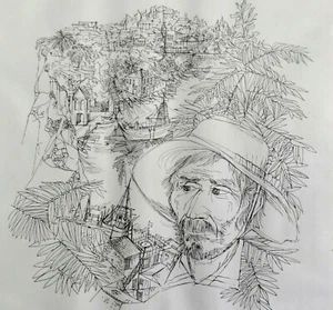 unleserlich signiert - Litho 1975: ALTER MANN MIT HUT AUF ISCHIA (bei Neapel) - Bild 1 von 8
