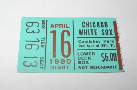 1980 Baseball Chicago White Sox vs NY Yankees Ticket 4/16 Harold Baines Rookie Cover